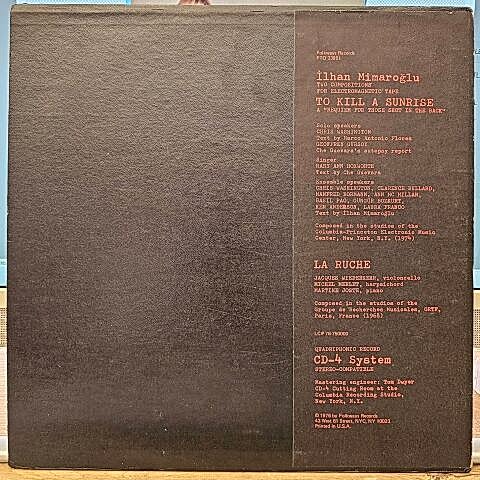 Ilhan Mimaroglu – To Kill A Sunrise / La Ruche LP PLAK
