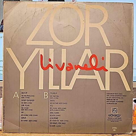 Zülfü Livaneli – Zor Yıllar LP PLAK